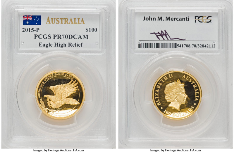 Elizabeth II gold Proof High-Relief "Wedge-Tailed Eagle" 100 Dollars (1 oz) 2015...