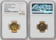 Elizabeth II gold "Maple Leaf" 10 Dollars 1999 MS69 NGC, KM189. 20 Years Anniversary Privy Mark. 

HID09801242017

© 2022 Heritage Auctions | All Righ...