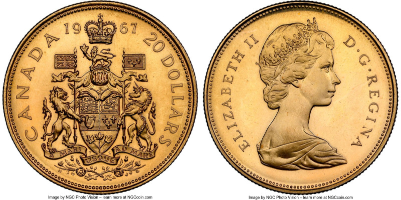 Elizabeth II gold Specimen 20 Dollars 1967 SP66 NGC, KM71. 

HID09801242017

© 2...