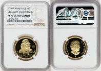 Elizabeth II gold Proof "Nanavut Anniversary" 100 Dollars 2009 PR70 Ultra Cameo NGC, KM898. 

HID09801242017

© 2022 Heritage Auctions | All Rights Re...