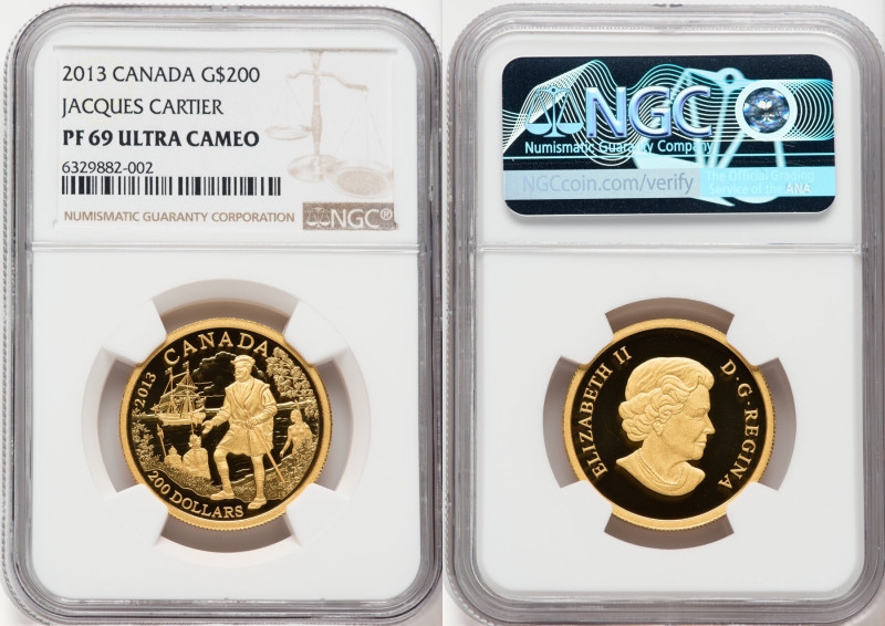 Elizabeth II gold Proof "Jacques Cartier" 200 Dollars 2013 PR69 Ultra Cameo NGC,...