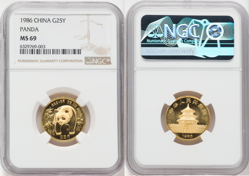 People's Republic gold Panda 25 Yuan 1986 MS69 NGC, KM133. 

HID09801242017

© 2...