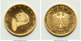 Federal Republic gold Prooflike "Musical Instruments - French Horn" 50 Euro (1/4 oz) 2020 UNC, Munich mint, KM-Unl. Uncertified. Sold with the origina...