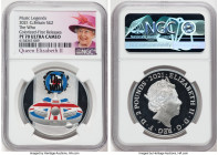 Elizabeth II silver Colorized Proof "The Who" 2 Pounds 2021 PR70 Ultra Cameo NGC, S-WH4. First Releases. Part of the Music Legends £5 series. Perfectl...