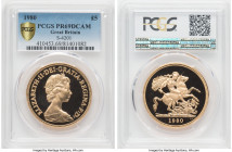 Elizabeth II gold Proof 5 Pounds 1980 PR69 Deep Cameo PCGS, KM924. AGW 1.1775 oz. 

HID09801242017

© 2022 Heritage Auctions | All Rights Reserved