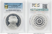 Elizabeth II silver Proof "Royal Wedding Diamond Anniversary" 5 Pounds 2007 PR69 Deep Cameo PCGS, S-L17. A virtually flawless coin, with intense mirro...