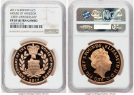 Elizabeth II gold Proof "House of Windsor - 100th Anniversary" 5 Pounds 2017 PR69 Ultra Cameo NGC, KM1463b. With an exceptionally low mintage of only ...