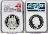 Elizabeth II silver Proof "Three Graces" 5 Pounds (2 oz) 2020 PR70 Ultra Cameo NGC, KM-Unl, S-GE8. The Great Engravers series. First Releases. A flawl...