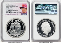 Elizabeth II silver Proof "Three Graces" 5 Pounds (2 oz) 2020 PR70 Ultra Cameo NGC, KM-Unl, S-GE8. The Great Engravers series. First Releases. A flawl...