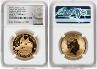 Elizabeth II gold Proof "Mayflower 400th Anniversary" 100 Pounds (1 oz) 2020 PR70 Ultra Cameo NGC, KM-Unl. Mintage: 500. First day of issue. This coin...