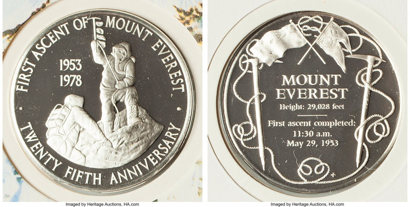 Republic silver "First Ascent of Mount Everest - 25th Anniversary" Medal 1978 UN...