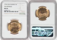Republic gold 5 Scudi 1976 MS66 NGC, KM62. Mintage: 8,000. Republic Commemorative. 

HID09801242017

© 2022 Heritage Auctions | All Rights Reserved