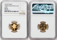 Republic gold "Tiger" 10 Singold (1/10 oz) 1986-SM MS69 NGC, Singapore mint, KM-X16. Lunar series. 

HID09801242017

© 2022 Heritage Auctions | All Ri...