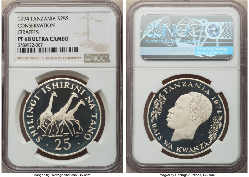 Republic Pair of Certified silver Proof "Conservation" Multiple Shilingi 1974 PR...