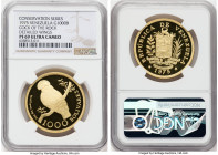Republic gold Proof "Cock of the Rock" 1000 Bolivares 1975 PR69 Ultra Cameo NGC, British Royal mint, KM-Y48.1, Fr-8. Detailed wings variety. 

HID0980...