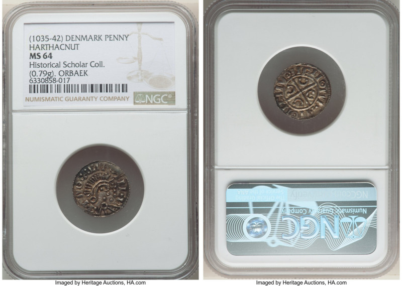 Harthacnut Danish Issue Penny ND (1035-1042) MS64 NGC, Orbaek mint, S-1170. 0.79...