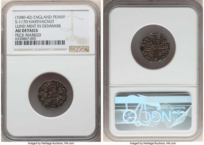 Harthacnut (1035-1042) Danish Issue Penny ND (1040-1042) AU Details (Peck Marked...