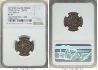 Carolingian. Odo Denier ND (887-898) MS63 NGC, Blois mint, Rob-1652. 1.62gm. Monogram / Short voided cross. The second finest of this type at NGC, cle...