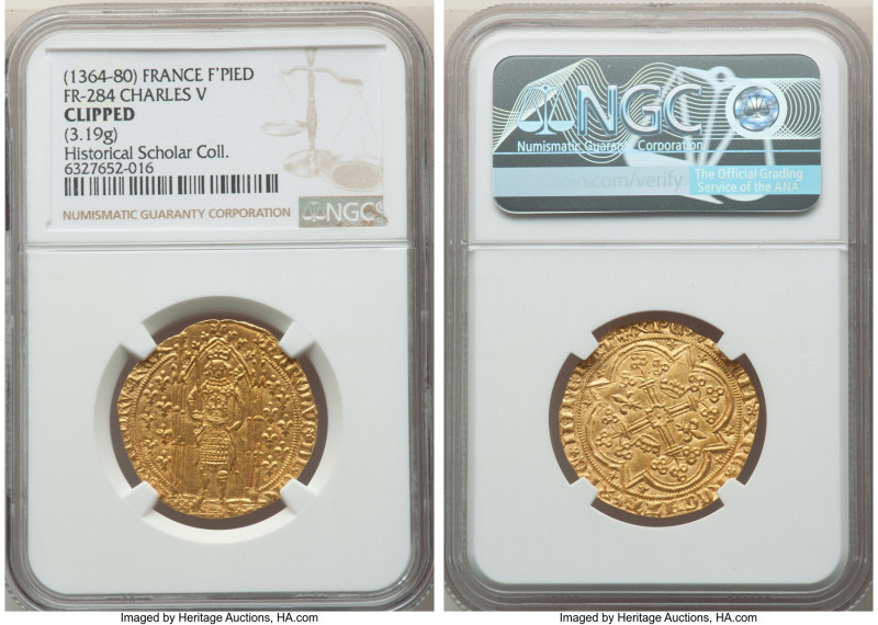 Charles V (1364-1380) gold Franc à Pied ND (from 1365) Clipped NGC, Uncertain mi...