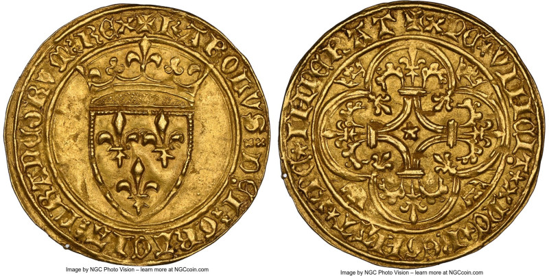 Charles VI (1380-1422) gold Ecu d'Or à la couronne ND (from 1394) UNC Details (E...
