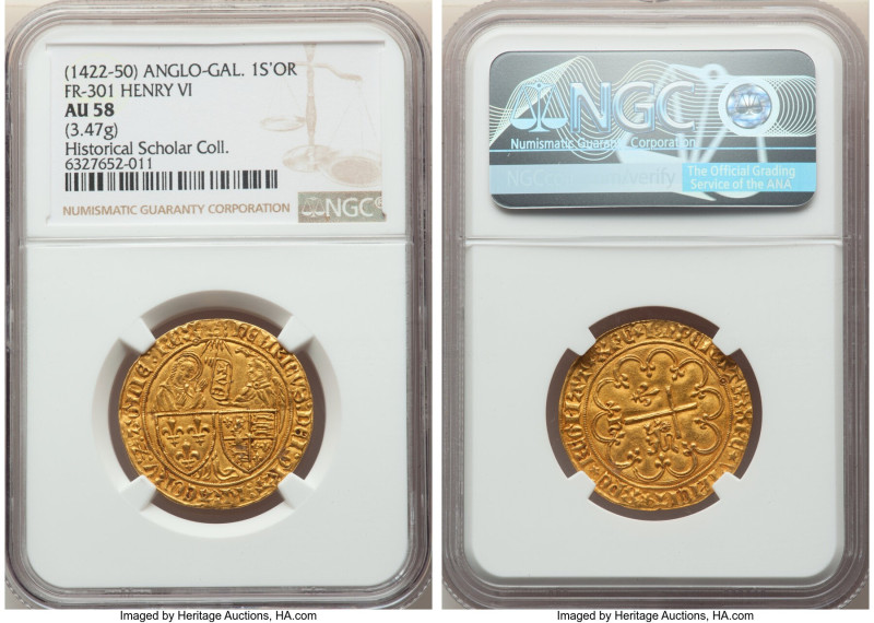 Anglo-Gallic. Henry VI (1422-1461) gold Salut d'Or ND (from 1423) AU58 NGC, Roue...