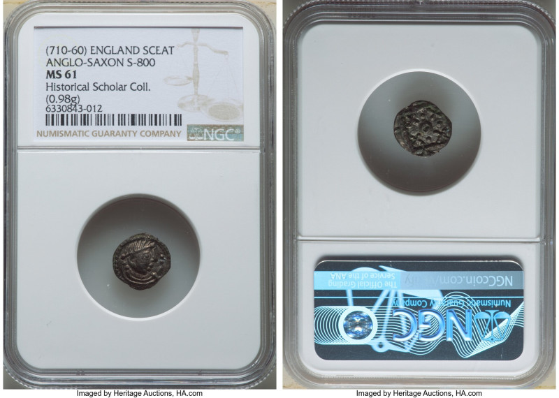 Early Anglo-Saxon. Secondary Phase Sceat ND (710-760) MS61 NGC, Series G, Type 3...