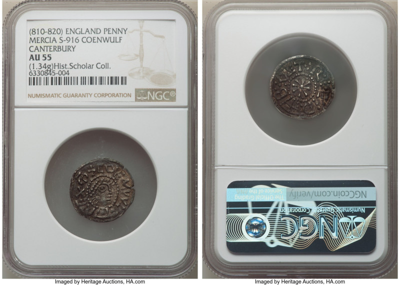 Kings of Mercia. Coenwulf (796-821) Penny ND (810-820) AU55 NGC, Canterbury mint...