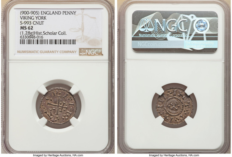 Viking Kingdom of York. Cnut Cunnetti Penny ND (900-905) MS62 NGC, York mint, S-...