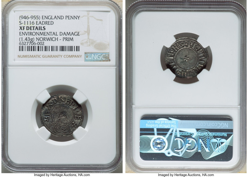 Kings of All England. Eadred (946-955) Penny ND (946-955) XF Details (Environmen...