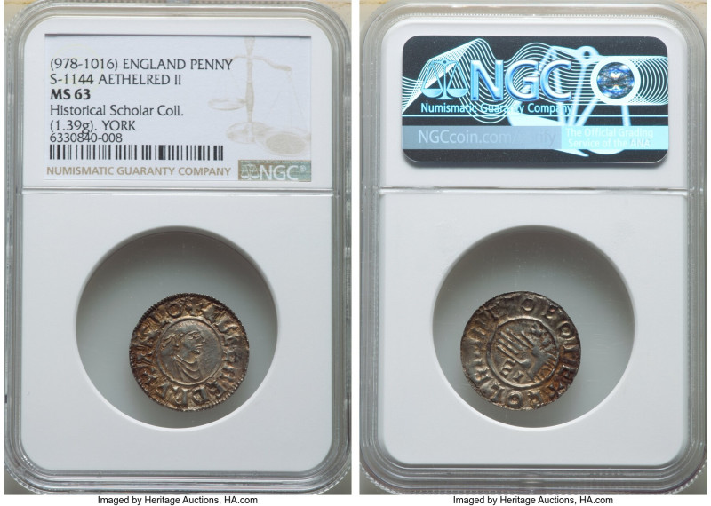 Kings of All England. Aethelred II Penny ND (978-1016) MS63 NGC, York mint, S-11...