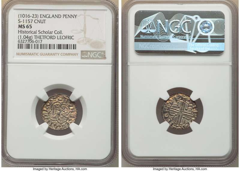 Kings of All England. Cnut (1016-1035) Penny ND (1017-1023) MS65 NGC, Thetford m...