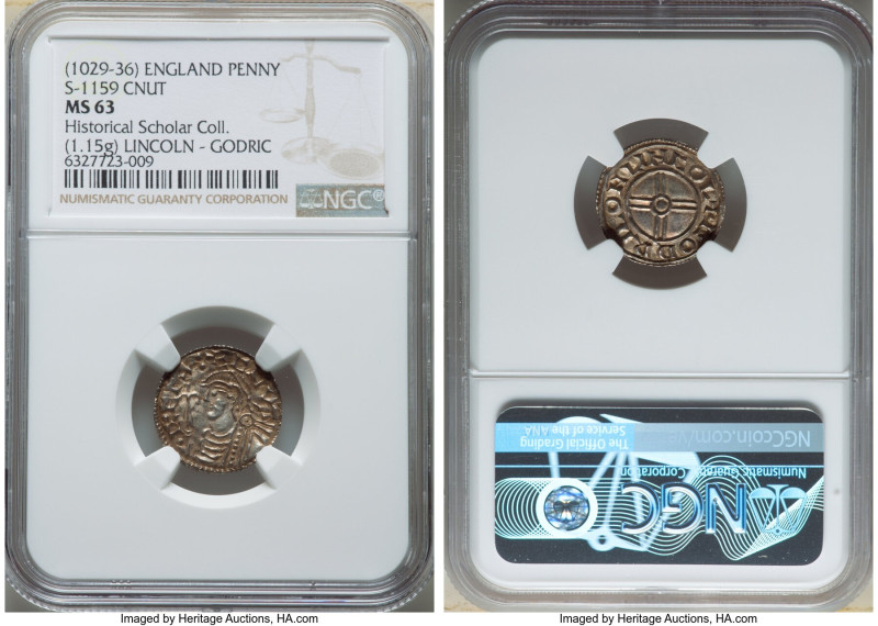 Kings of All England. Cnut (1016-1035) Penny ND (1029-1036) MS63 NGC, Lincoln mi...