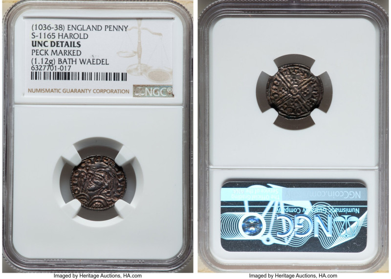 Kings of All England. Harold I (1035-1040) Penny ND (1038-1040) UNC Details (Pec...