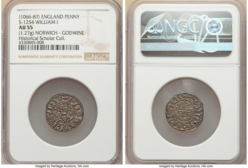 William I, the Conqueror Penny ND (1066-1087) AU55 NGC, Norwich mint, Godwine as...