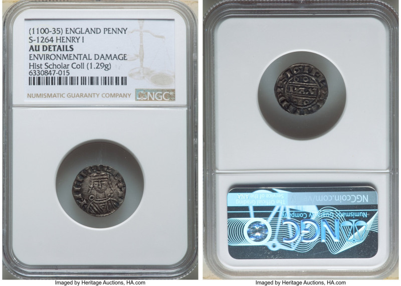 Henry I Penny ND (1100-1135) AU Details (Environmental Damage) NGC, S-1264. 1.29...