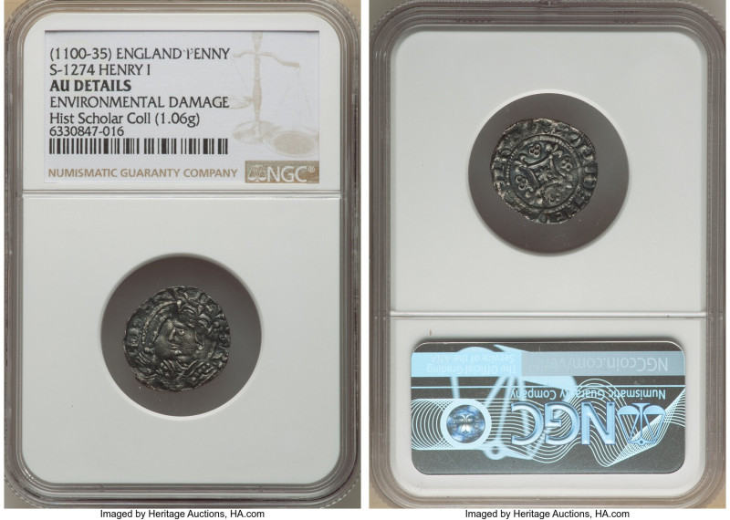 Henry I Penny ND (1100-1135) AU Details (Environmental Damage) NGC, Thetford min...