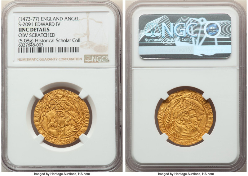 Edward IV (Second Reign, 1473-1477) gold Angel ND (1477-1480) UNC Details (Obver...