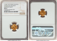 Gangas of Talakad gold Pagoda ND (1100-1327) MS61 NGC, MNI-702 var. 13mm. 3.91gm. Letter under trunk. Privately purchased from CNG in June 2004. 

HID...