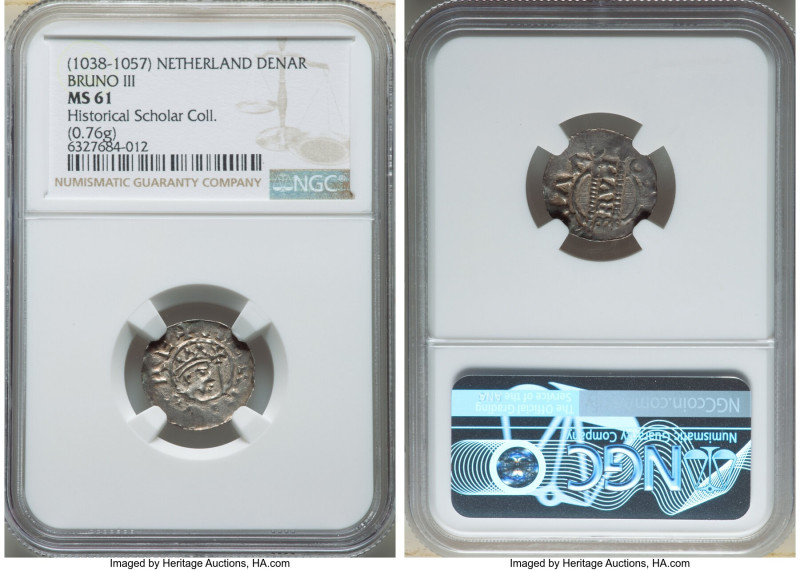 Friesland. Bruno III Denar ND (1038-1057) MS61 NGC, Leeureden mint, Dannenberg-5...