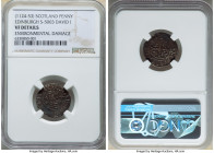 David I (1124-1153) Penny ND (c. 1136-1145) VF Details (Environmental Damage) NGC, Edinburgh mint, S-5003. Period A coinage. Facing bust, scepter righ...