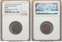 Alexander II (1214-1249) Penny ND (c. 1235) AU50 NGC, S-5036. 1.50gm. Short cross, Phase D coinage. In his own name. Crowned head left with scepter / ...