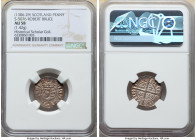 Robert the Bruce Penny ND (1306-1329) AU58 NGC, S-5076. 1.42gm. Crowned bust left, scepter before / long cross with stars in angles. Delivering a stun...
