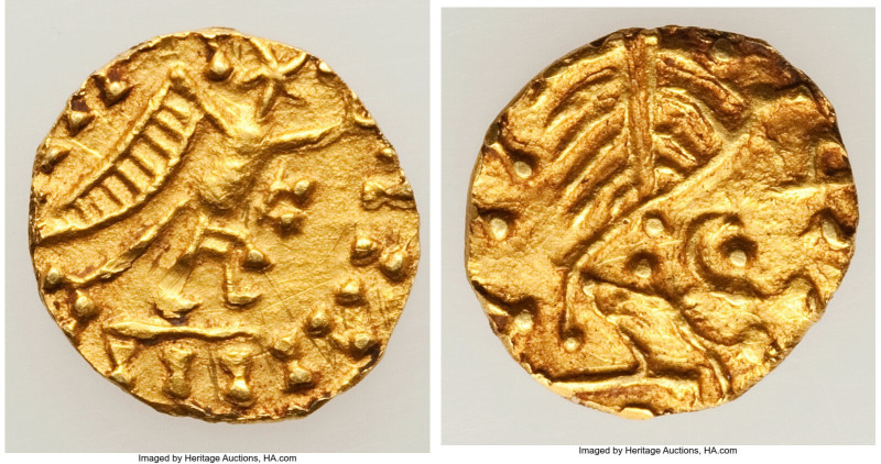 Visigoths. Anonymous Pseudo-Imperial gold Tremissis ND (6th Century) VF, cf. Tom...