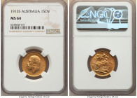 George V gold Sovereign 1913-S MS64 NGC, Sydney mint, KM29. Tied for the second-finest at NGC, bested by a single MS64+ example. 

HID09801242017

© 2...
