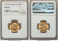 George V gold Sovereign 1917-M MS64+ NGC, Melbourne mint, KM29, Marsh-235. AGW 0.2355 oz. 

HID09801242017

© 2022 Heritage Auctions | All Rights Rese...