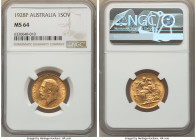 George V gold Sovereign 1928-P MS64 NGC, Perth mint, KM29. An iconic coin at a popular grade, exhibiting original color and detailed devices predomina...