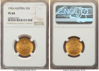 Republic gold Prooflike 25 Schilling 1926 PL64 NGC, KM2841. A fine first-year of type for this covetable Prooflike issue. 

HID09801242017

© 2022 Her...