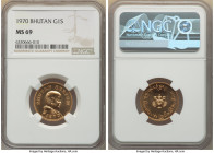 Jigme Dorji Wangchuk gold Sertum 1970 MS69 NGC, KM36. Mintage: 3,111. One of remarkably few we've seen in the last decade, this tied for the finest wi...