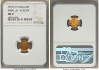 Estados Unidos gold Peso 1872 MS61 NGC, Medellin mint, KM157.1. This coin has a simple yet detailed and effective design, enhanced by the rich orange ...