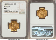 Republic gold 5 Pesos 1925 MS67 NGC, Medellin mint, KM204. Tied for NGC's "top pop." 

HID09801242017

© 2022 Heritage Auctions | All Rights Reserved